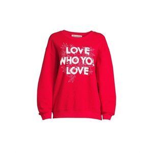 Love Who You Love Juniors' Graphic Fleece Sweatshirt SIZE XXL (19) red radiant.